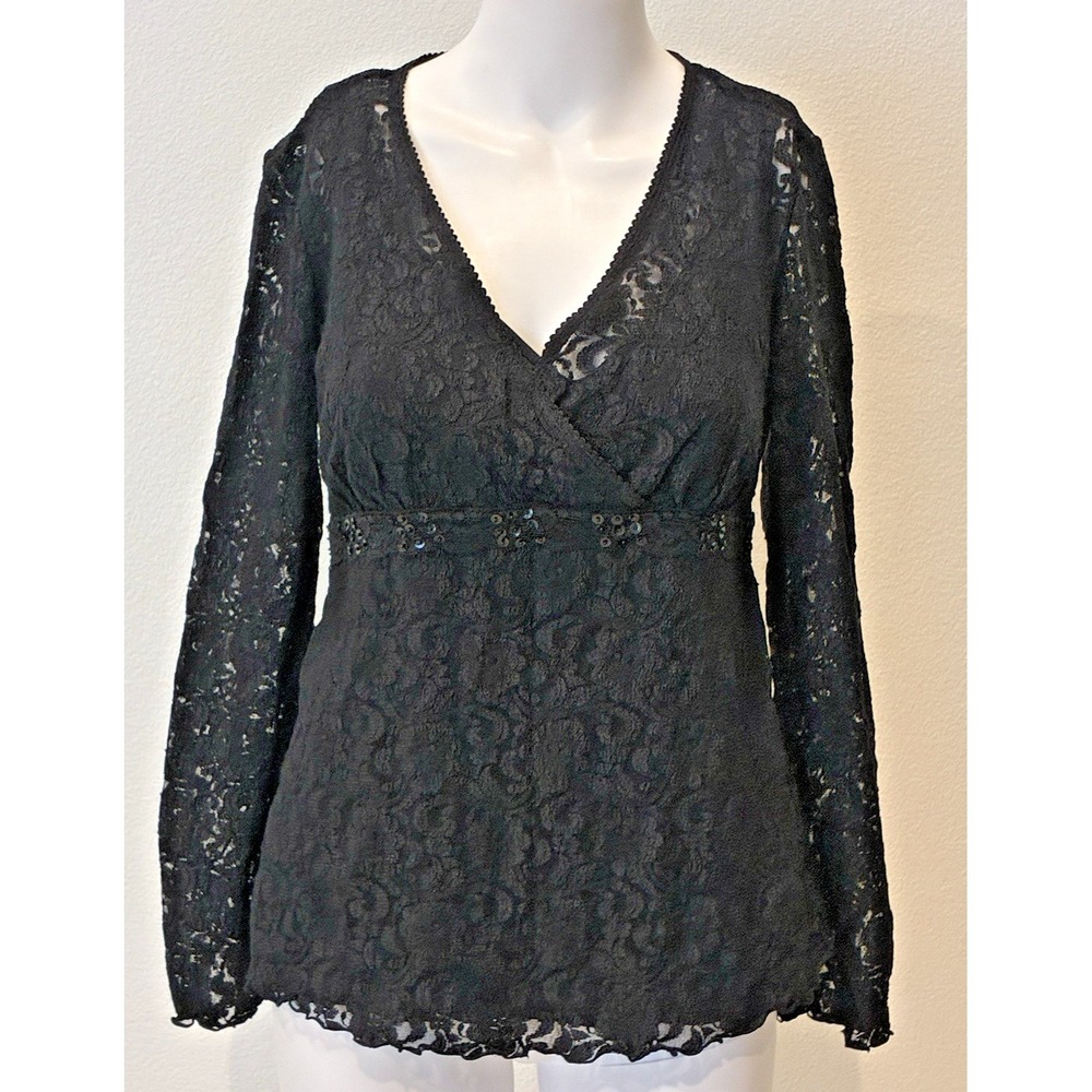 Motherhood Maternity Black‎ Lace Babydoll Top Women Size S Dark Fairy Office